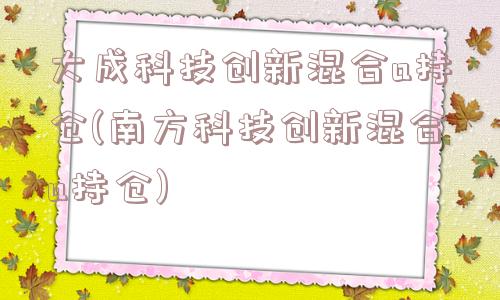 大成科技创新混合a持仓(南方科技创新混合a持仓)