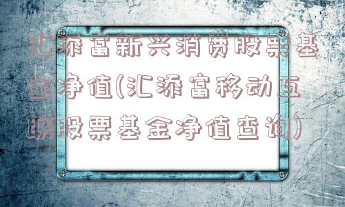 汇添富新兴消费股票基金净值(汇添富移动互联股票基金净值查询)