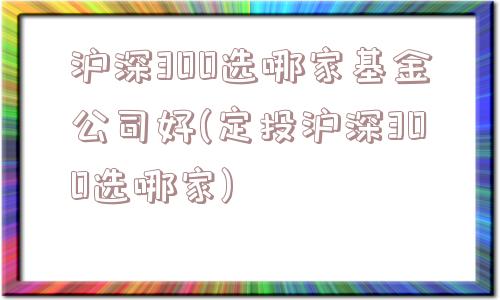 沪深300选哪家基金公司好(定投沪深300选哪家)