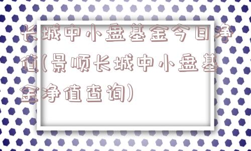 长城中小盘基金今日净值(景顺长城中小盘基金净值查询)