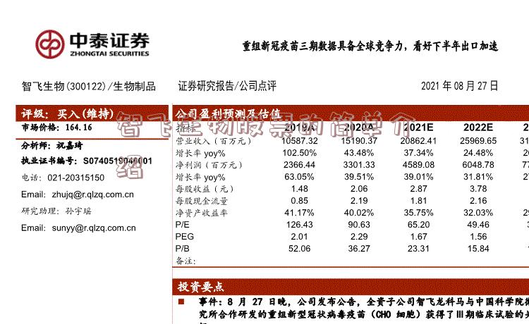 智飞生物股票的简单介绍