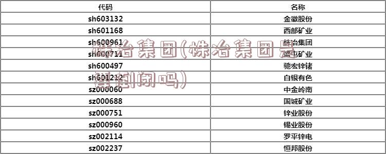 株冶集团(株冶集团是要倒闭吗)