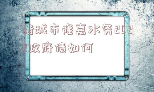 诸城市隆嘉水务2022政府债如何