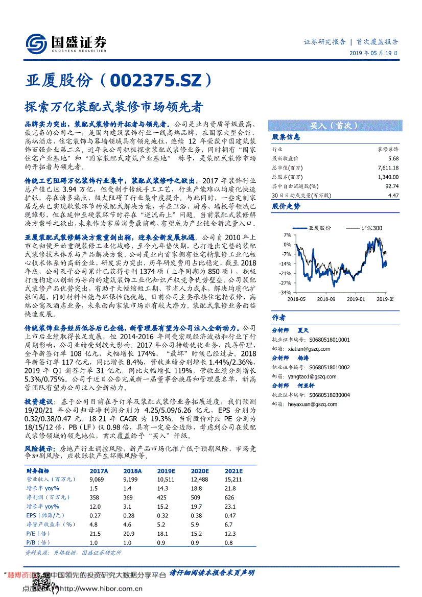 002375股票(亚厦股票002375)