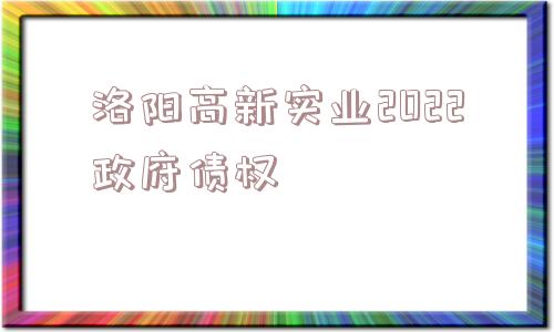 洛阳高新实业2022政府债权