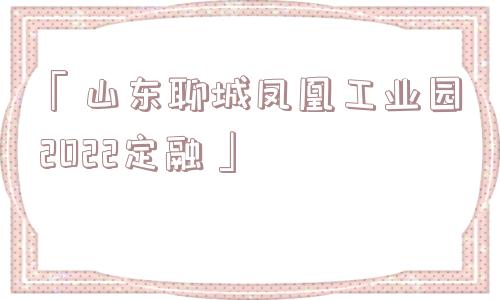 「山东聊城凤凰工业园2022定融」