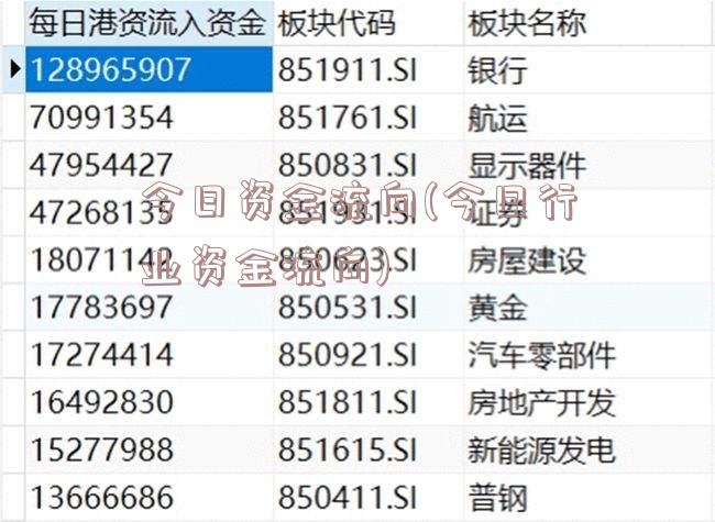 今日资金流向(今日行业资金流向)
