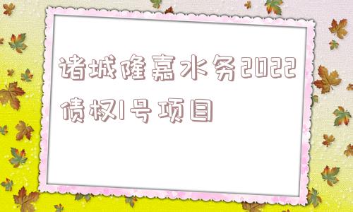 诸城隆嘉水务2022债权1号项目