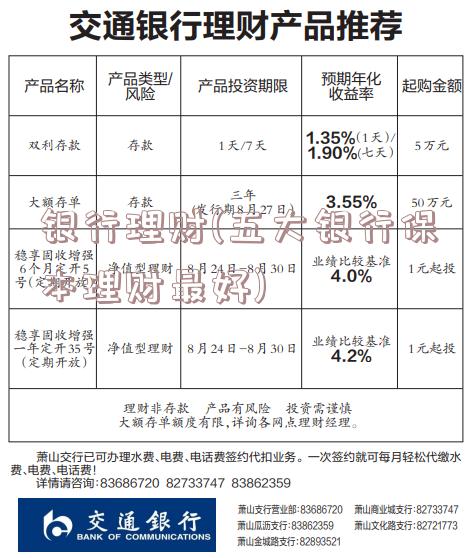 银行理财(五大银行保本理财最好)