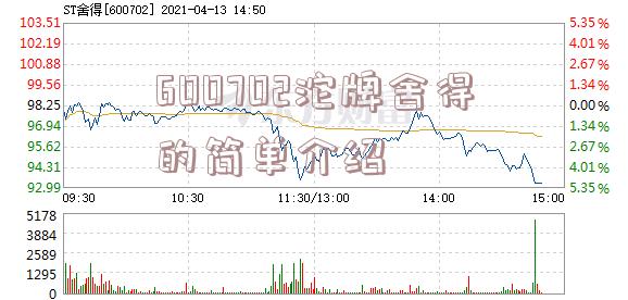 600702沱牌舍得的简单介绍