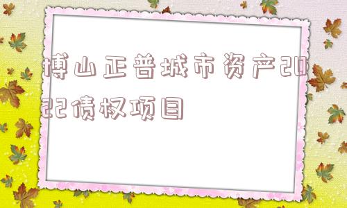 博山正普城市资产2022债权项目