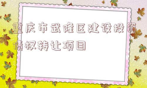 重庆市武隆区建设投资债权转让项目