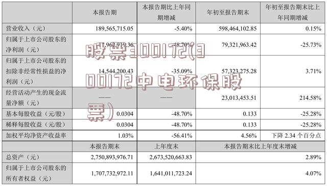 股票300172(300172中电环保股票)