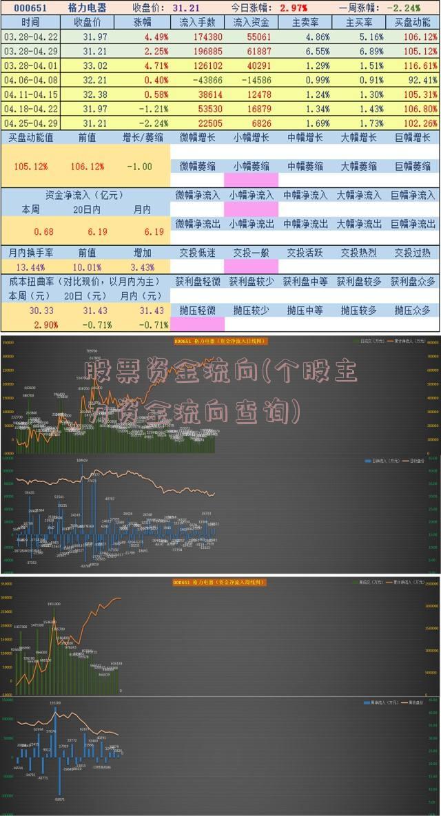 股票资金流向(个股主力资金流向查询)