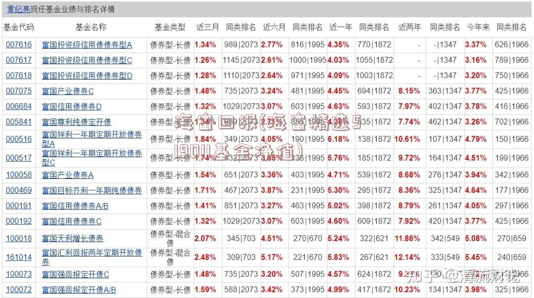 海富回报(海富精选519011基金净值)