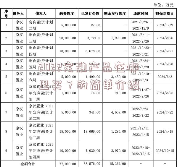 2022定融产品在哪里买？的简单介绍