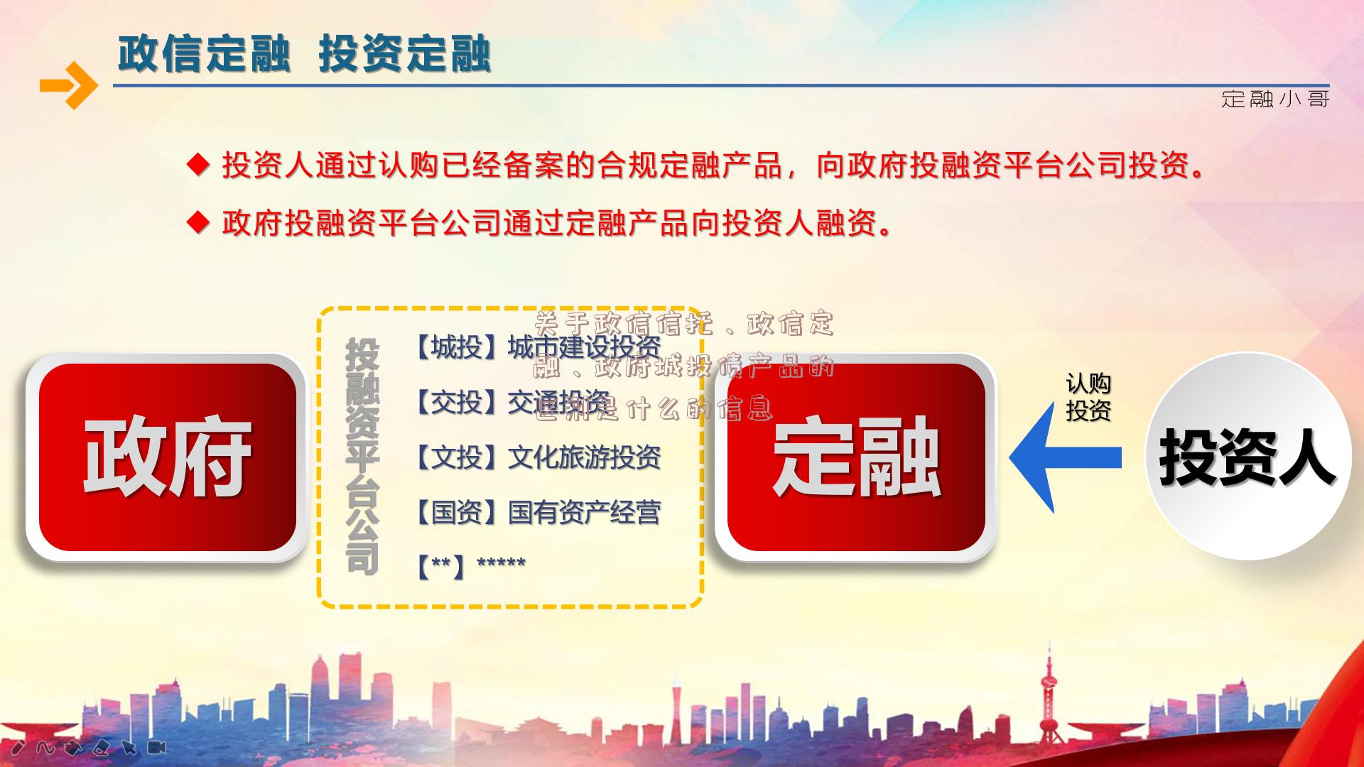 关于政信信托、政信定融、政府城投债产品的区别是什么的信息