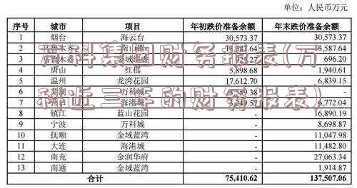 万科集团财务报表(万科近三年的财务报表)