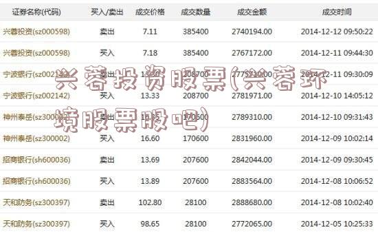 兴蓉投资股票(兴蓉环境股票股吧)