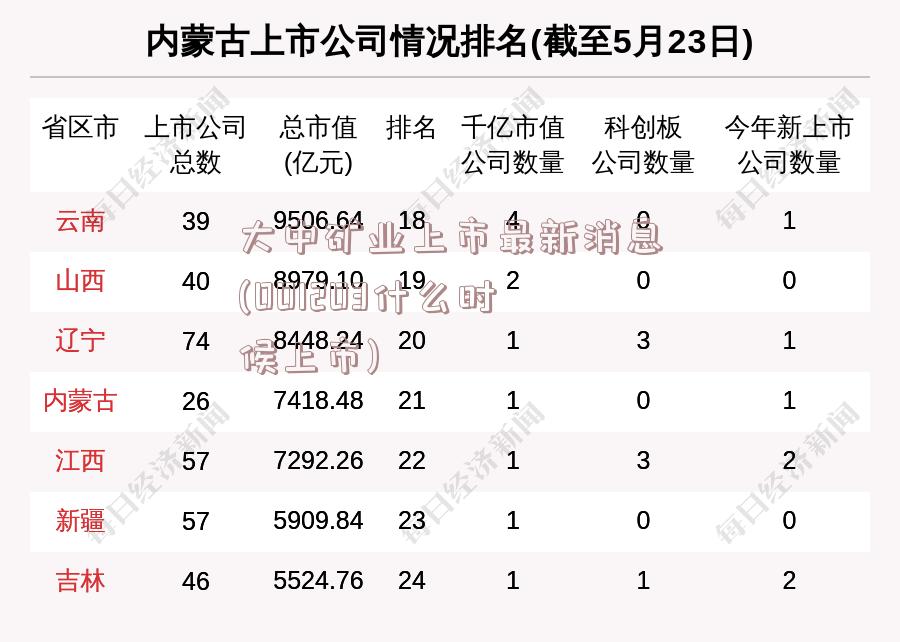 大中矿业上市最新消息(001203什么时候上市)