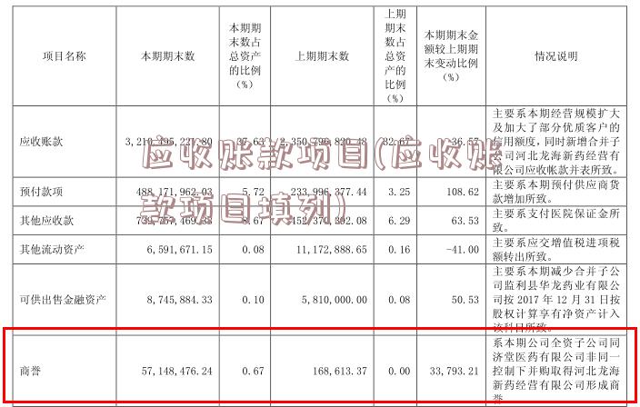 应收账款项目(应收账款项目填列)