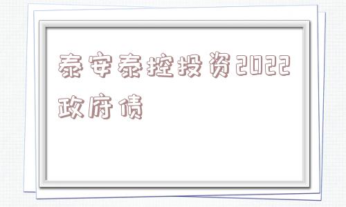 泰安泰控投资2022政府债