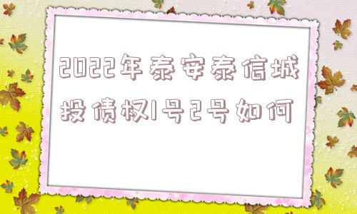 2022年泰安泰信城投债权1号2号如何