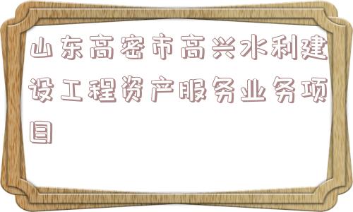 山东高密市高兴水利建设工程资产服务业务项目