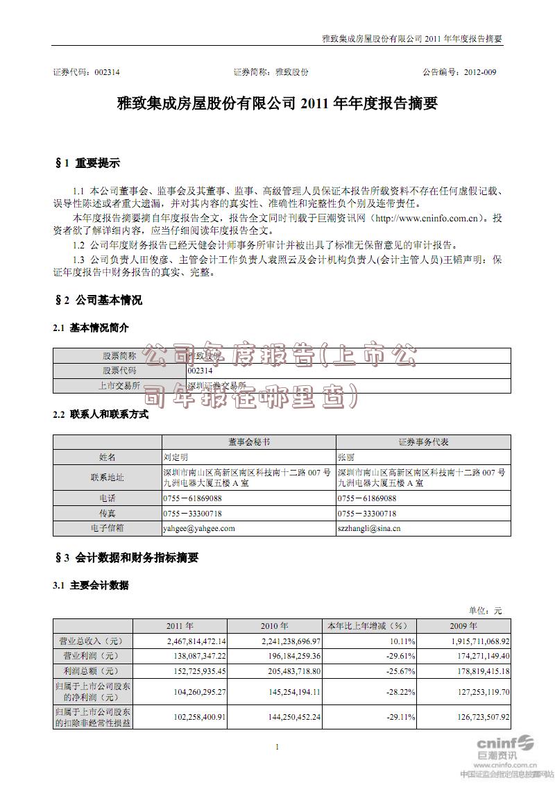 公司年度报告(上市公司年报在哪里查)