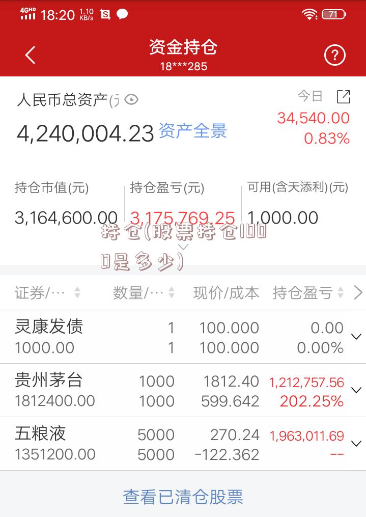 持仓(股票持仓1000是多少)