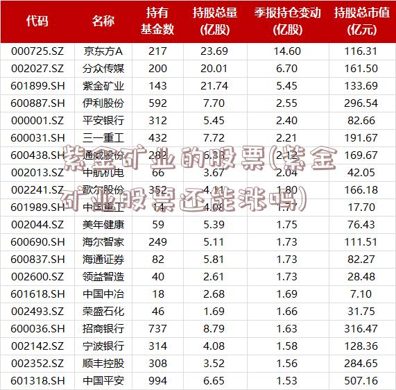 紫金矿业的股票(紫金矿业股票还能涨吗)