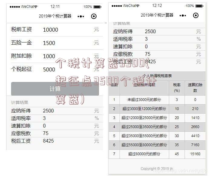 个税计算器3500(起征点3500个税计算器)