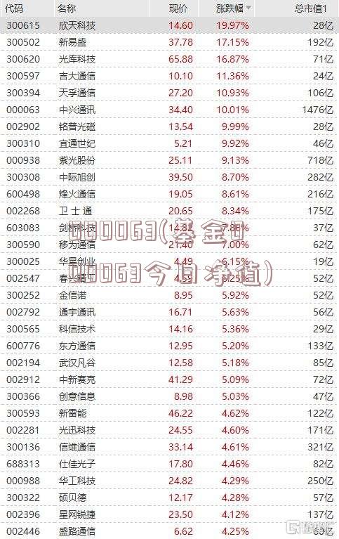 000063(基金000063今日净值)