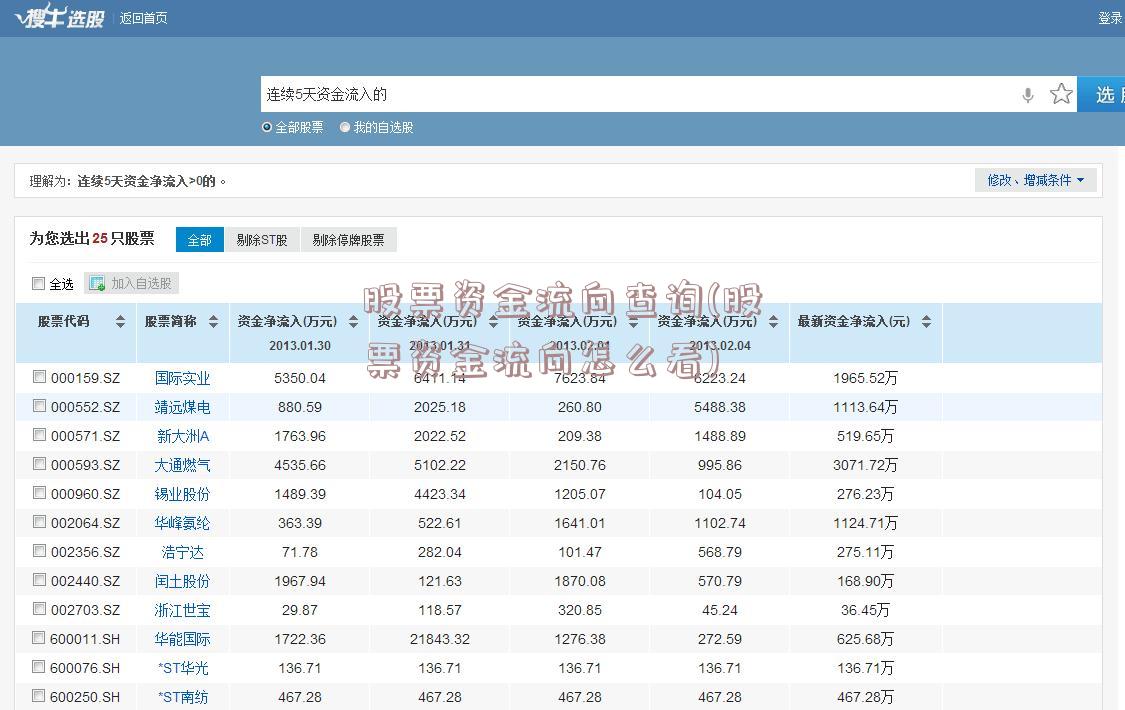 股票资金流向查询(股票资金流向怎么看)