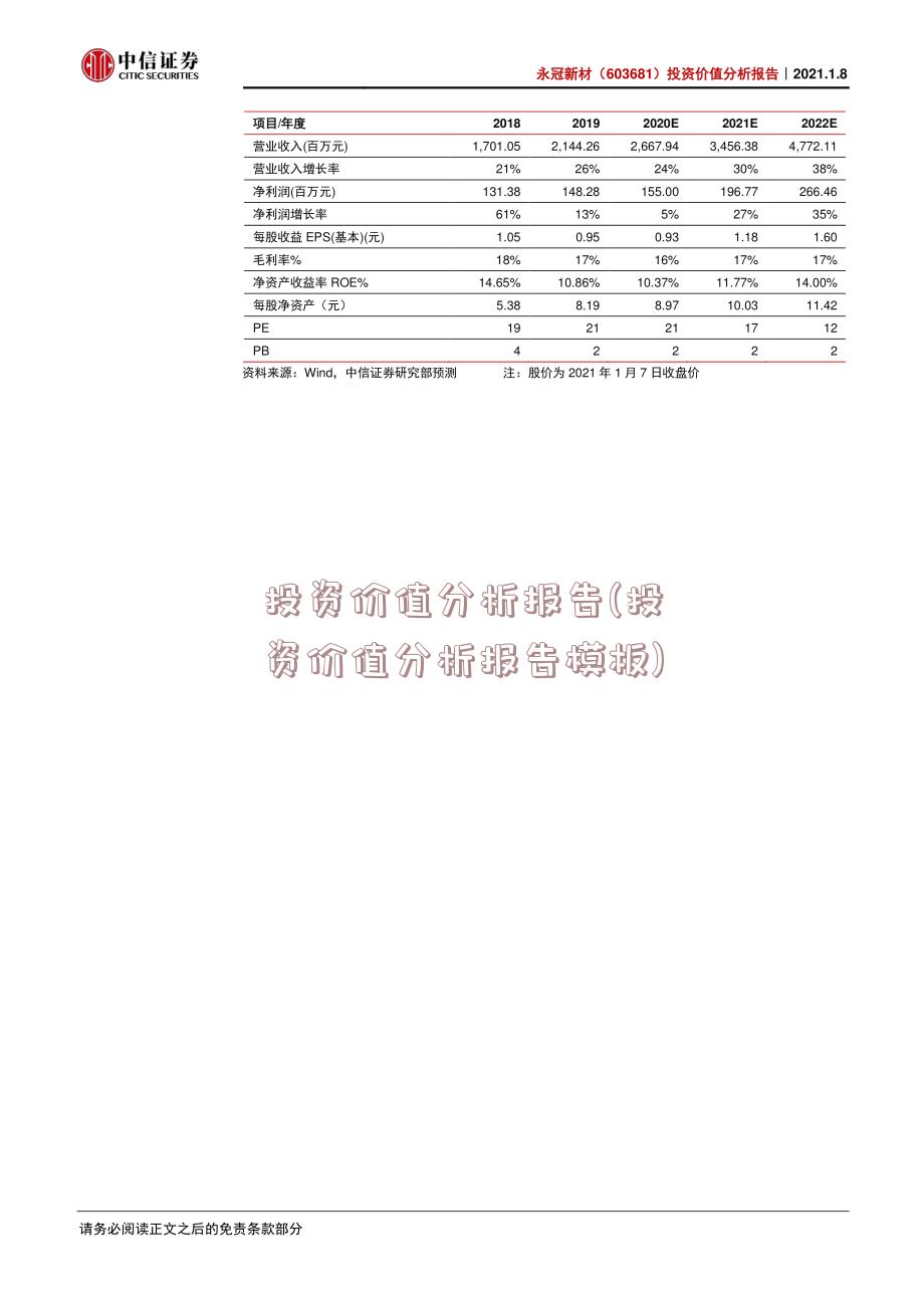 投资价值分析报告(投资价值分析报告模板)