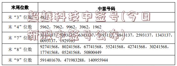 超越科技中签号(今日新股中签号公布)