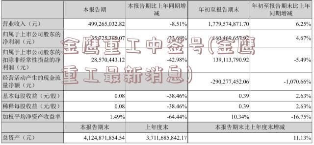 金鹰重工中签号(金鹰重工最新消息)