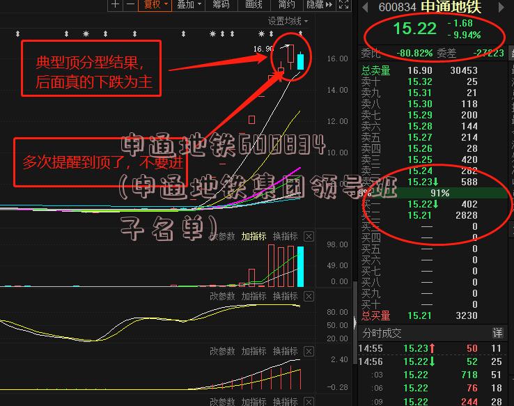 申通地铁600834(申通地铁集团领导班子名单)