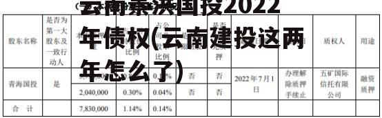 云南景洪国投2022年债权(云南建投这两年怎么了)