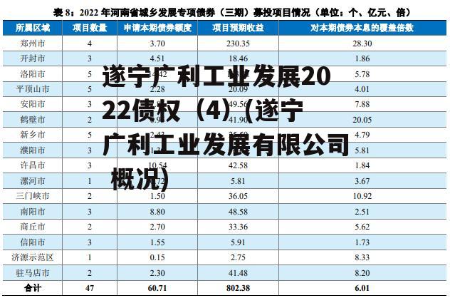 遂宁广利工业发展2022债权（4）(遂宁广利工业发展有限公司 概况)