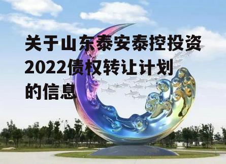 关于山东泰安泰控投资2022债权转让计划的信息