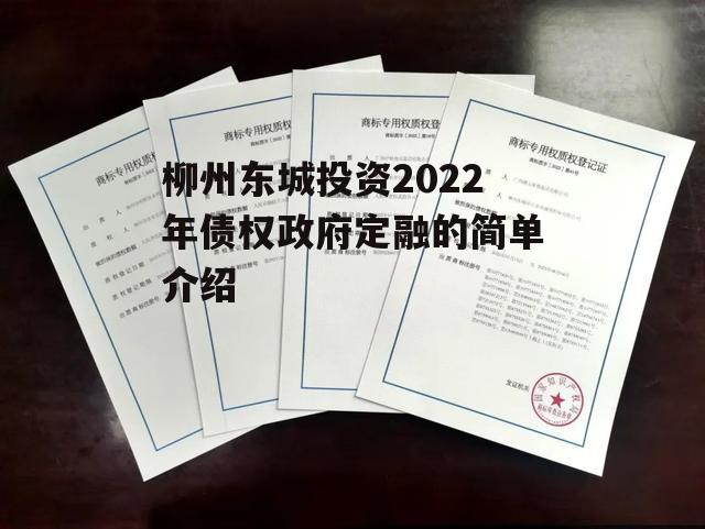 柳州东城投资2022年债权政府定融的简单介绍