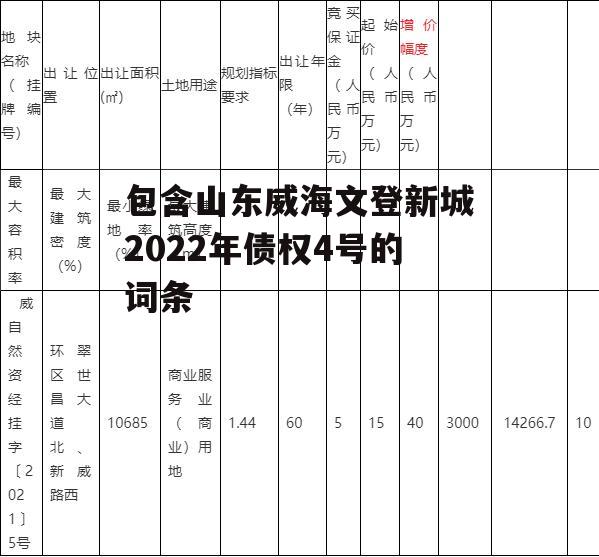 包含山东威海文登新城2022年债权4号的词条