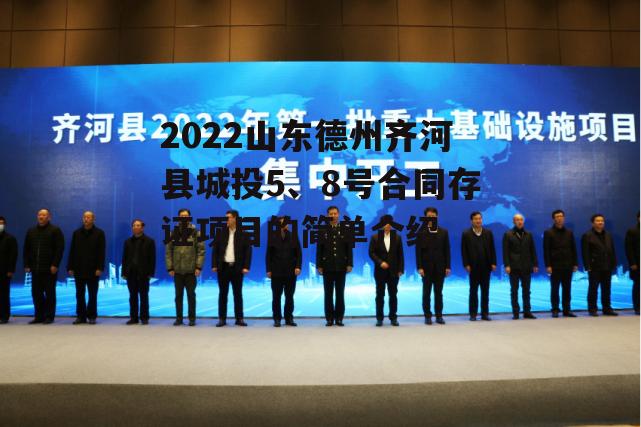 2022山东德州齐河县城投5、8号合同存证项目的简单介绍