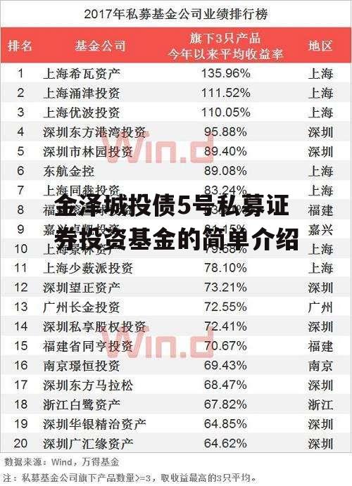 金泽城投债5号私募证券投资基金的简单介绍