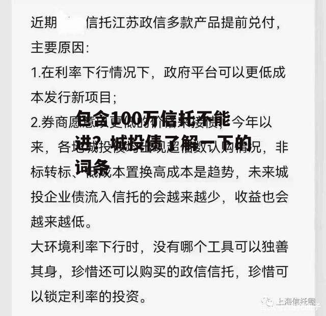 包含100万信托不能进？城投债了解一下的词条