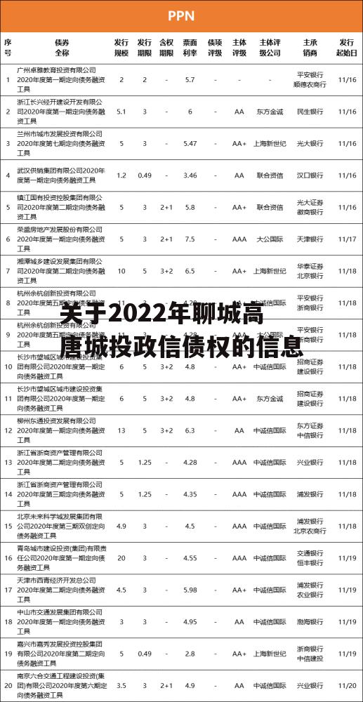 关于2022年聊城高唐城投政信债权的信息