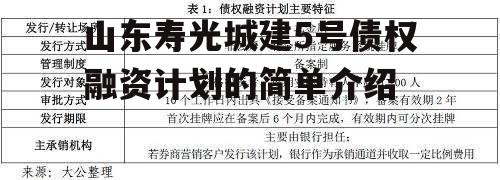 山东寿光城建5号债权融资计划的简单介绍