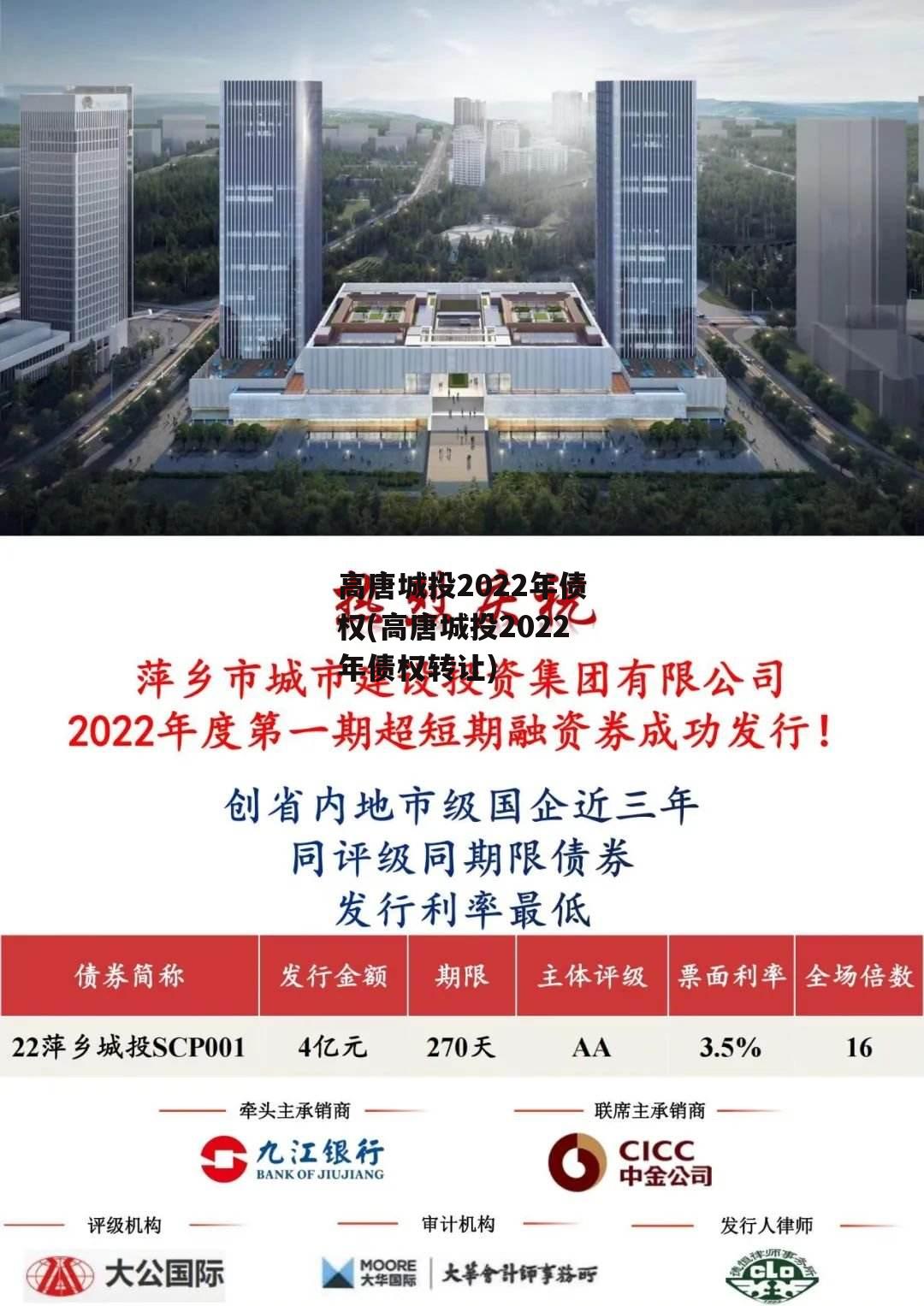 高唐城投2022年债权(高唐城投2022年债权转让)