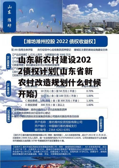 山东新农村建设2022债权计划(山东省新农村改造规划什么时候开始)